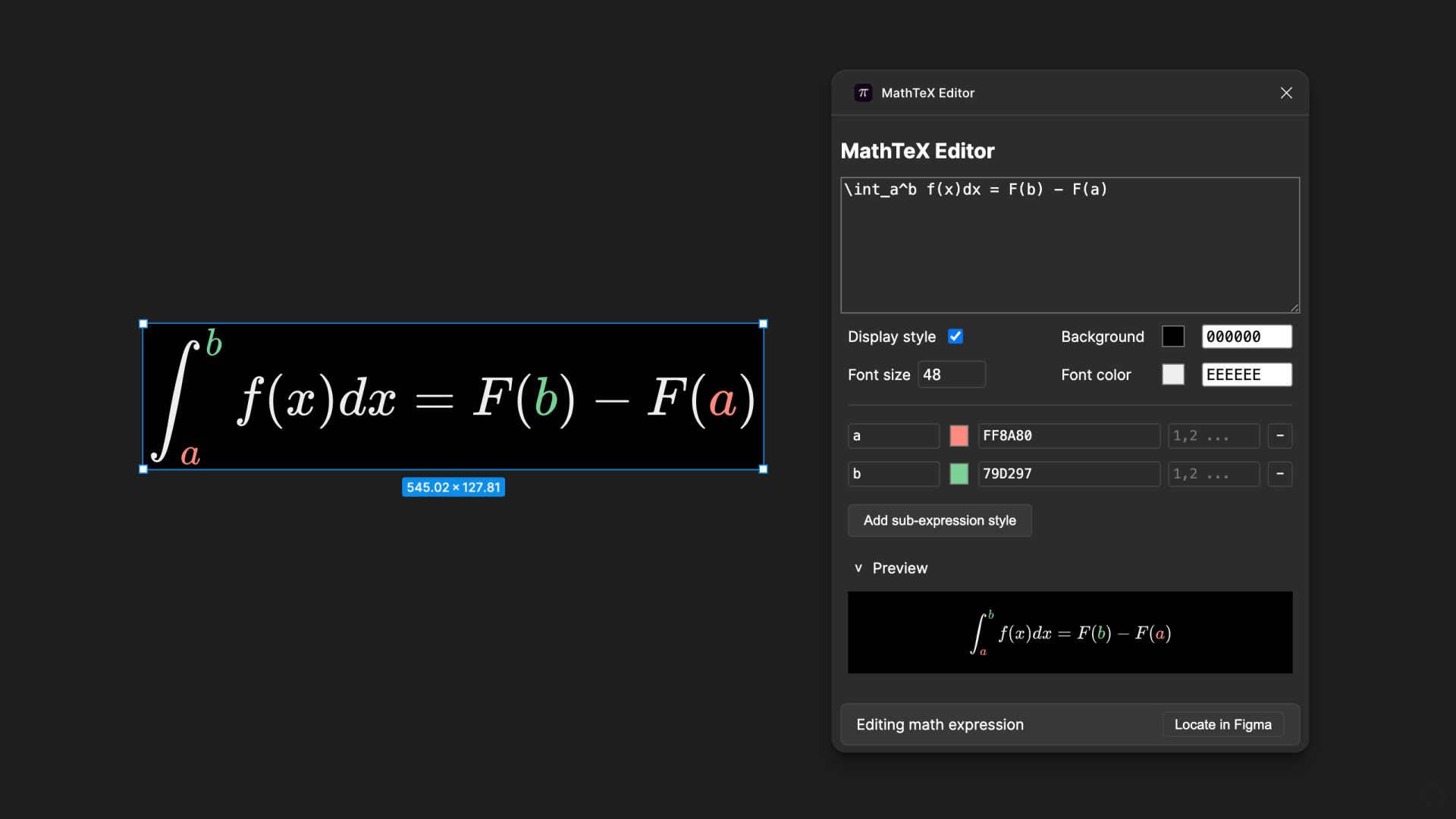 MathTex Editor Plugin Screenshot