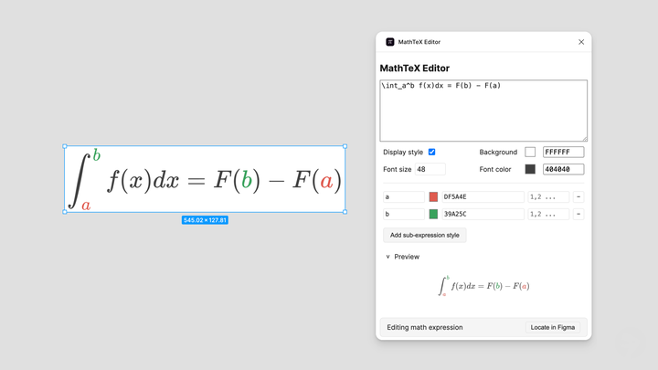 MathTex Editor Plugin Screenshot